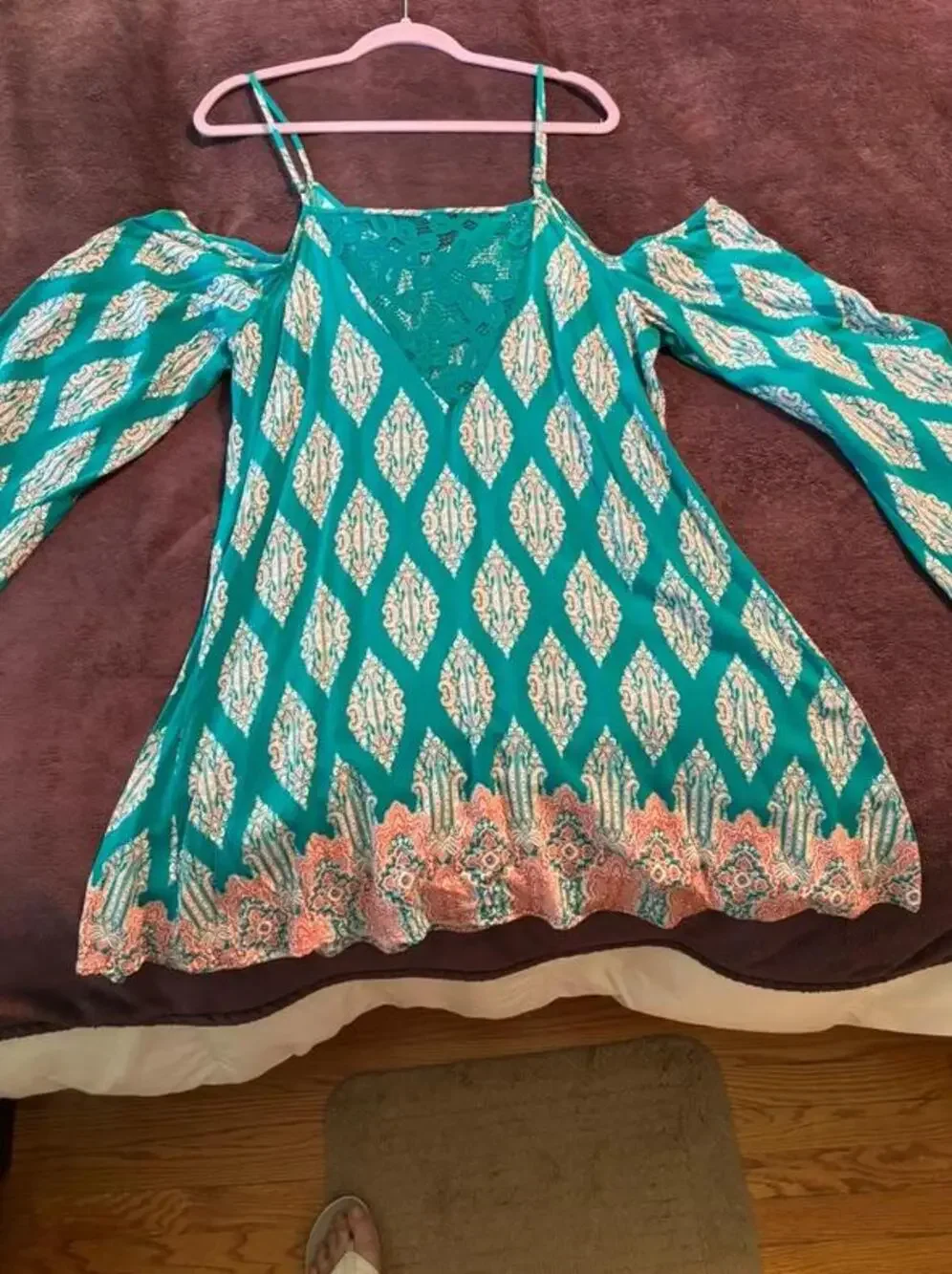 counted-Bohemian open shoulder dress